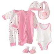 Baby Girl Clothes Layette Set Set +Bib+Sock Set Tops+Hat+Pants Girl Baby 8Pcs Outfits Boy Shoes+Romper Girls Outfits\u0026Set Cotton Blend OutfitsLayette Set 0-3M,A12-Pink